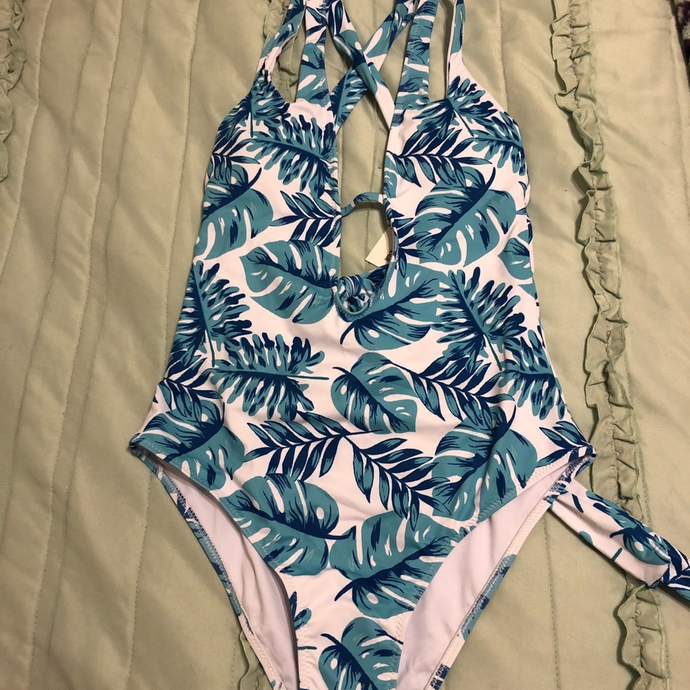 Palm leaf print swimsuit